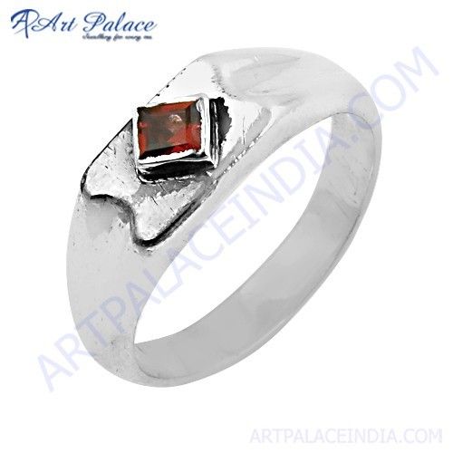 New Arrival Orange Cubic Zirconia Gemstone Silver Ring