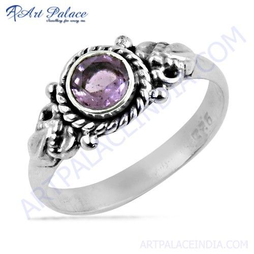 Ethnic Designer Amethyst Gemstone Silver Ring
