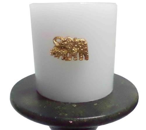 Designer Candle Jewellery - Stone Base, 8cm Diameter, 10cm Height, Wax Candle, Gold Accents | Elegant Design, Jewelry in Gold, Floral Scent, Unique Gift