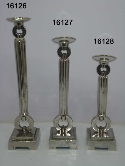 Nickel Finish Candle Holders