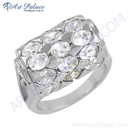 Newest Style 925 Sterling Silver Gemstone Ring With Cubic Zirconia