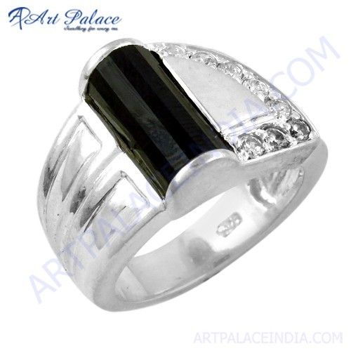 New Arrival 925 Sterling Silver Black Onyx & Cubic Zirconia Gemstone Ring Jewelry