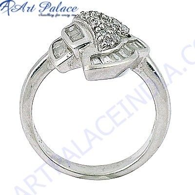 Charm Design Cubic Zirconia Gemstone Silver Ring