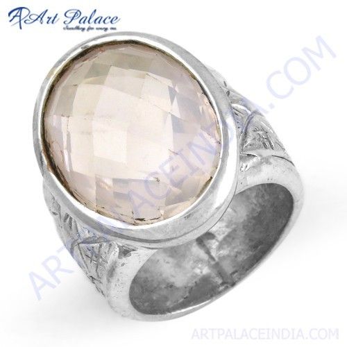 Lovable Rose Quartz Gemstone Streling Silver Ring