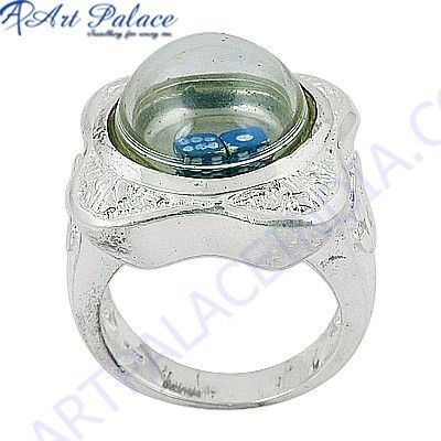 Fashionable Glass 925 Sterling Silver Ring