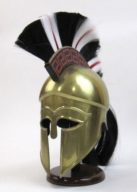 Greek Helmet W/Plume Brass Plated