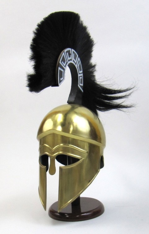 Greek Helmet W/Plume Brass Plated