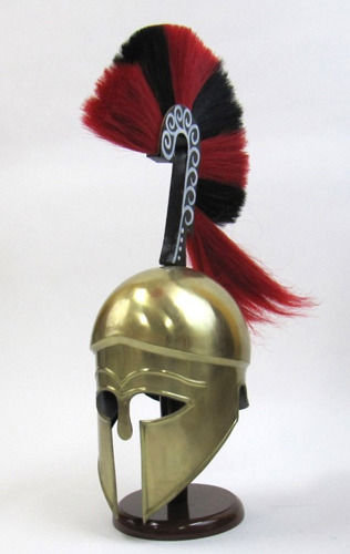 Greek Helmet W/Plume Brass Plated