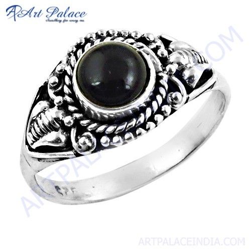 Traditional Designer Black Onyx Gemstone Silver Ring