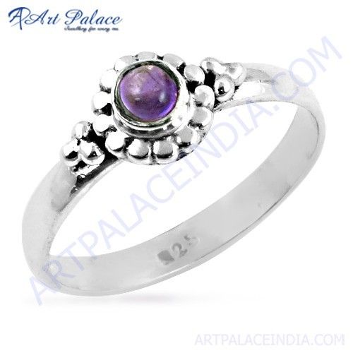 Designer Amethyst Gemstone Silver Ring