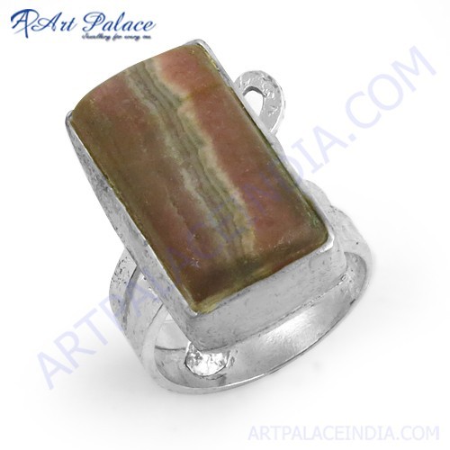 Big & Bold Rhodochrosite Gemstone Silver Ring