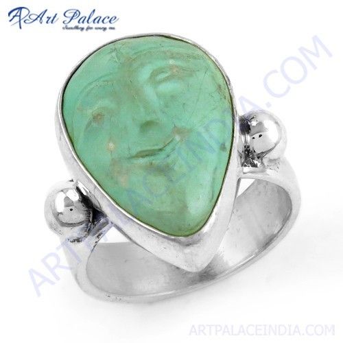 Trendy Turquoise Gemstone Silver Ring Jewelry