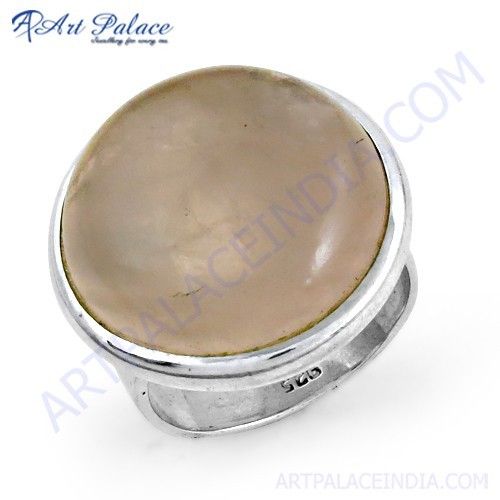Fabulous Rose Quartz Gemstone Silver Ring