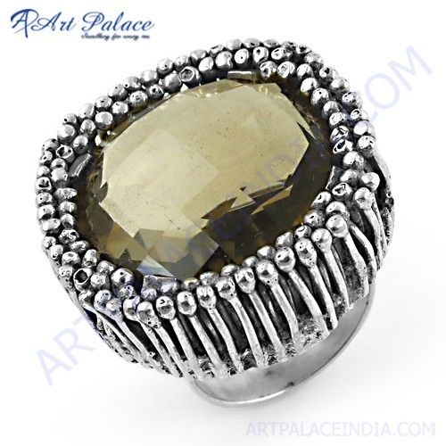 Charming Smokey Quartz Gemstone Silver New Ring