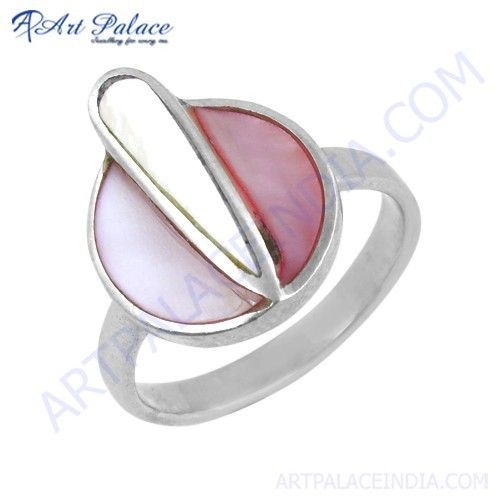 Trendy Inley Gemstone Silver Ring