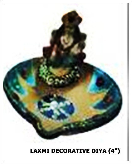 Laxmi Decorative Diya - Ceramic 4 Inch Blue | Handcrafted, Intricate Design, Hand-Painted Finish