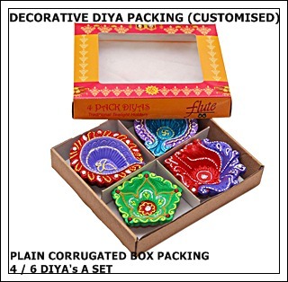 Customized Decorative Diya Packing - Cardboard, Variable Size, Orange | Customizable Design, Matte Finish, Durable, Eco-Friendly