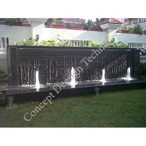 Trickling Water Fall With Geyser Jet Fountain