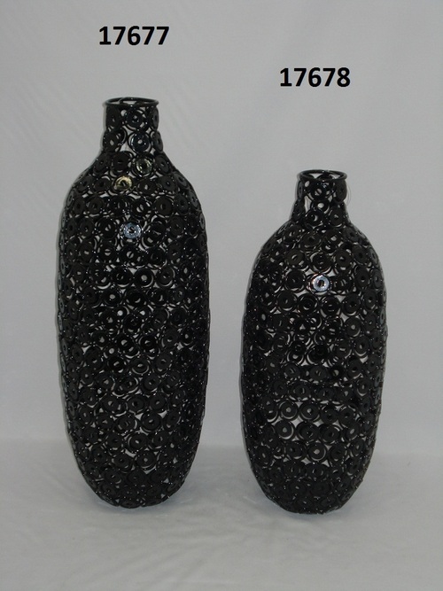Iron Black Flower Vase - Iron, Round Style, Black Powder Coating, Elegant Durable Decor