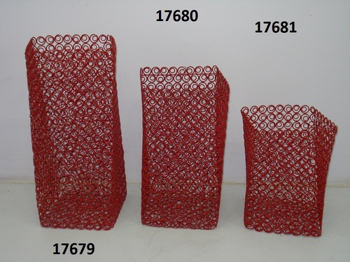 Iron Decorative Flower Square Basket