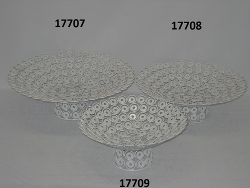 Iron Bowl - Iron, 25-35cm Height, White P/C Finish | Elegant Design, Multi-Tiered, Stable Base