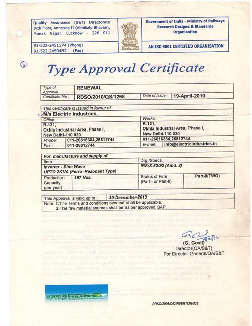 INVERTER APPROVAL