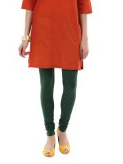 Trendy Leggings - Cotton Blend, S-XL, Dark Green | Soft Fabric, Stretchy Fit, High Waist, Ankle Length, Comfortable Wear