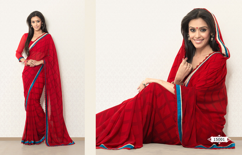 Designer Red Saree