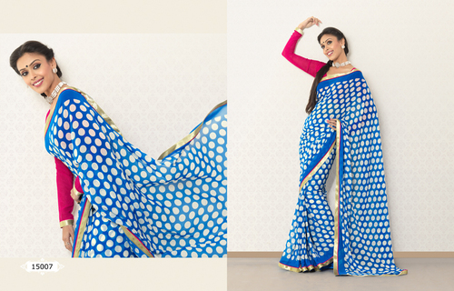 RAB-1107 D.No. 15007 - Silk 5.5m x 1.1m, Blue | Printed, Elegant Design, Soft Fabric, Comfortable Fit