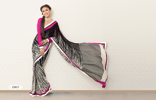 RAB-1107 D.No. 15017 - Silk Blend 5.5 Meters Black, Printed | Elegant Design, Soft Fabric, Comfortable Fit