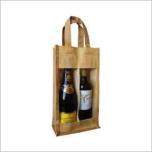 Wine Bottle Jute Bags - Jute, Two-Bottle Capacity, Beige, Open Top | Durable, Eco-Friendly, Stylish, Reusable, Easy to Carry