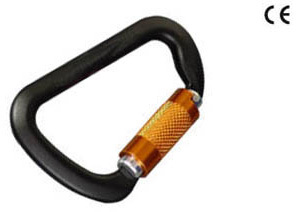 Aluminum Karabineral - Aluminum Alloy 100x50mm Black, Screwgate 25kN Strength, CE Compliant