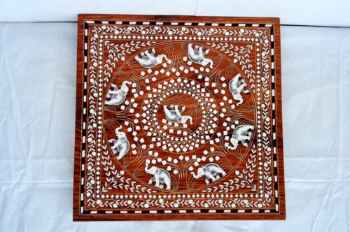 wooden inliad table