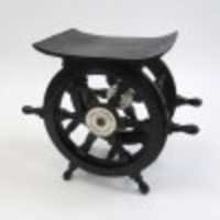 Wooden Pirate Ship Wheel Table with Aluminum Hub   15A " x 12" x 9"