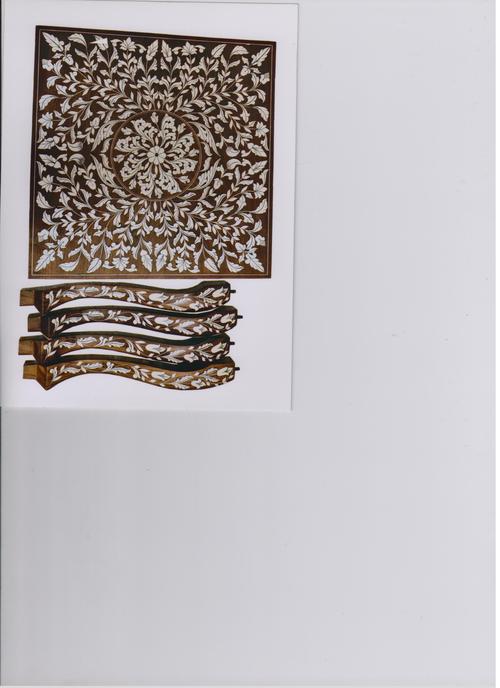 wooden inliad square tables