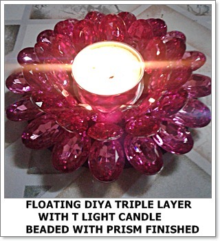Triple Layer Floating Diya with Light Candle