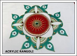 Acrylic Rangoli - 12x12 Inches, Green Red White | Durable Acrylic, Elegant Design, Intricate Patterns, Easy to Clean, Glossy Finish