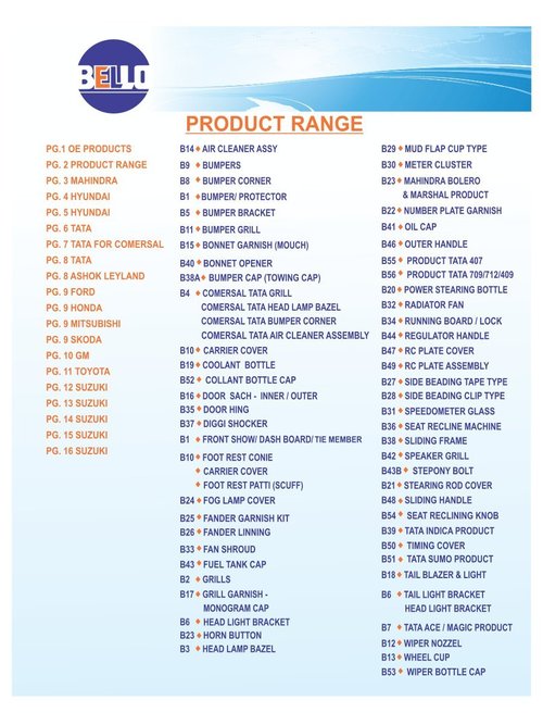 PRODUCTS RANGE