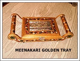 Meenakari Golden Tray