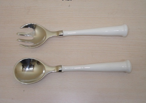 Aluminium White Enamel Salad Server Set