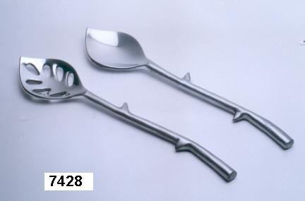 Aluminium Leaf Design Salad Server Set