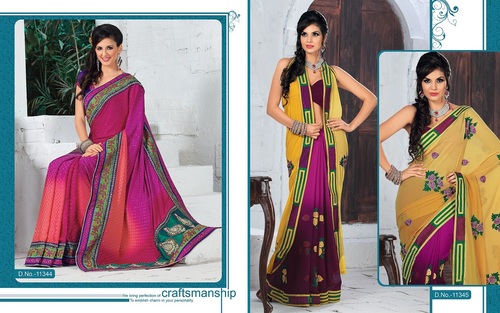 Trendy Embroidered Sarees - Silk Blend, 5.5 Meters, Various Colors | Elegant Design, Intricate Embroidery, Durable Fabric