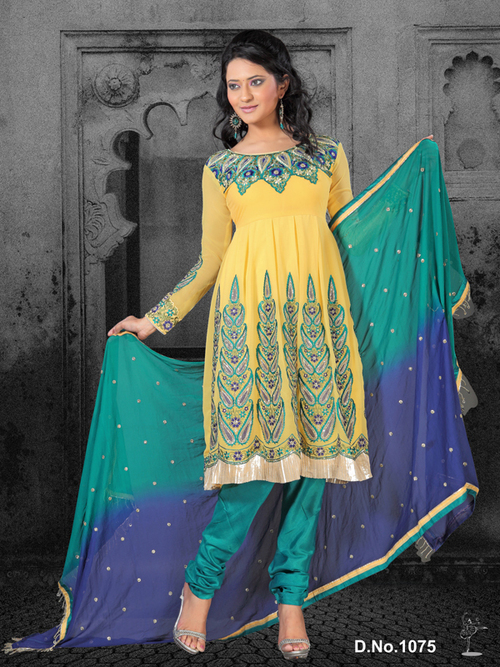 Salwar Kameez - Georgette Fabric, M-XL, Yellow | Handcrafted Embroidery, Elegant Design, Comfortable Fit, Stylish Look, Perfect Stitching