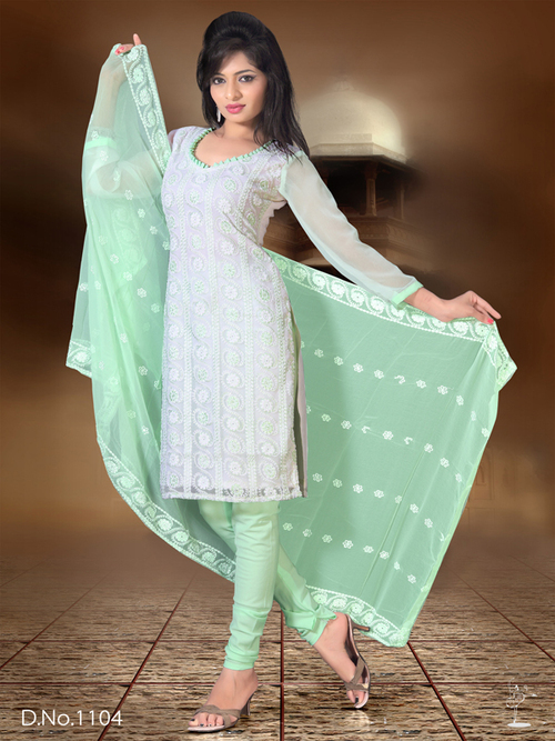 Bollywood Designer Salwar Kameez - Cotton Silk, White, Multiple Sizes | Handcrafted Chikankari Embroidery, Elegant Design, Comfortable Fit