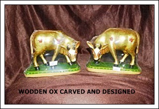 Wooden Ox Carved and Designed