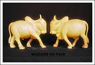 Wooden Ox Pair