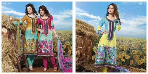 Heavy Designer Salwar Kameez - Cotton Silk, 50-54 Inches | Embroidery Work, Anarkali Style, Comfortable Fit, Various Sizes