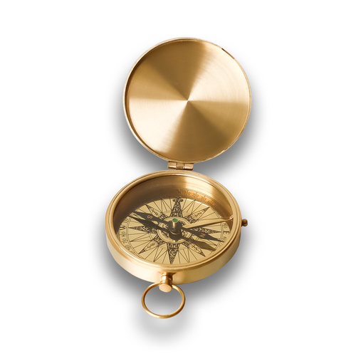 Handmade Brass Finish Flat Pocket Compass