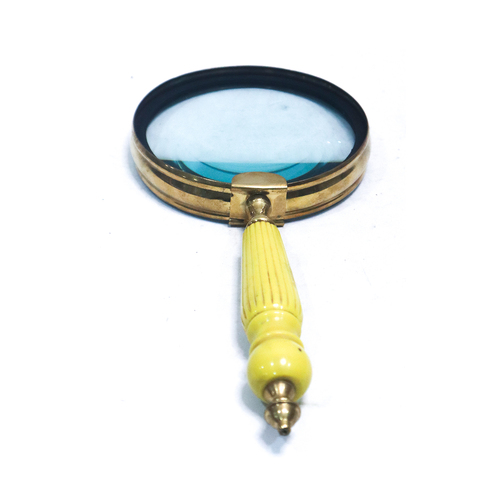 Yellow Brass Magnifying Glass Capital International 10X Handheld Magnifier Reading Magnifying Glass With High-Powered With 10X Zoom Lens.