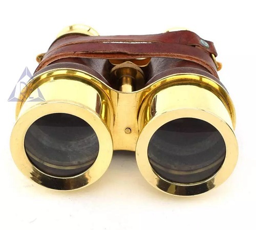 Nautical Brass Leather Hand Held Binoculars 6 Inch Telescope Decor Home